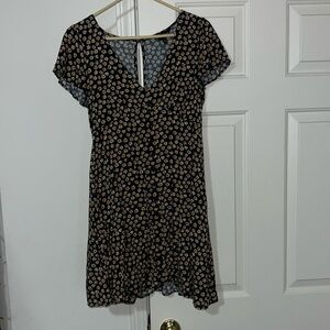 Navy blue with gold flowers flowy dress.